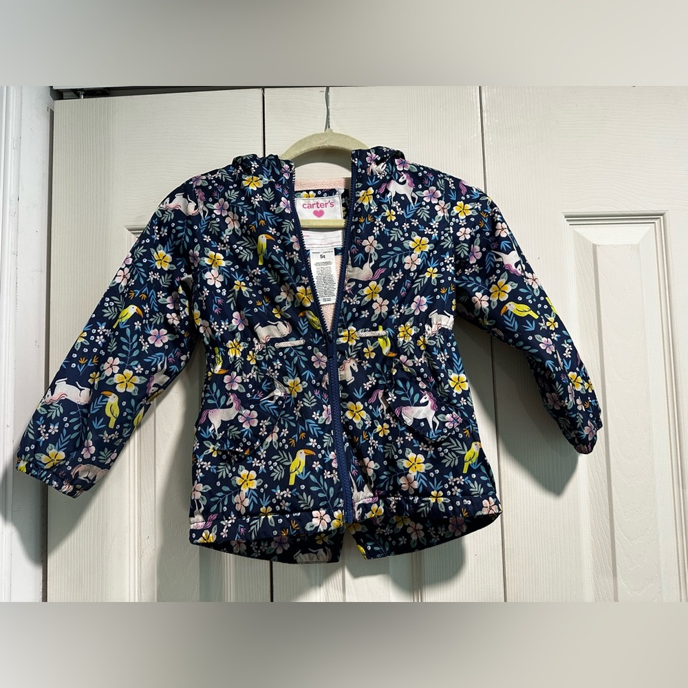 Carter's Kids Raincoat with Floral and unicorn Print